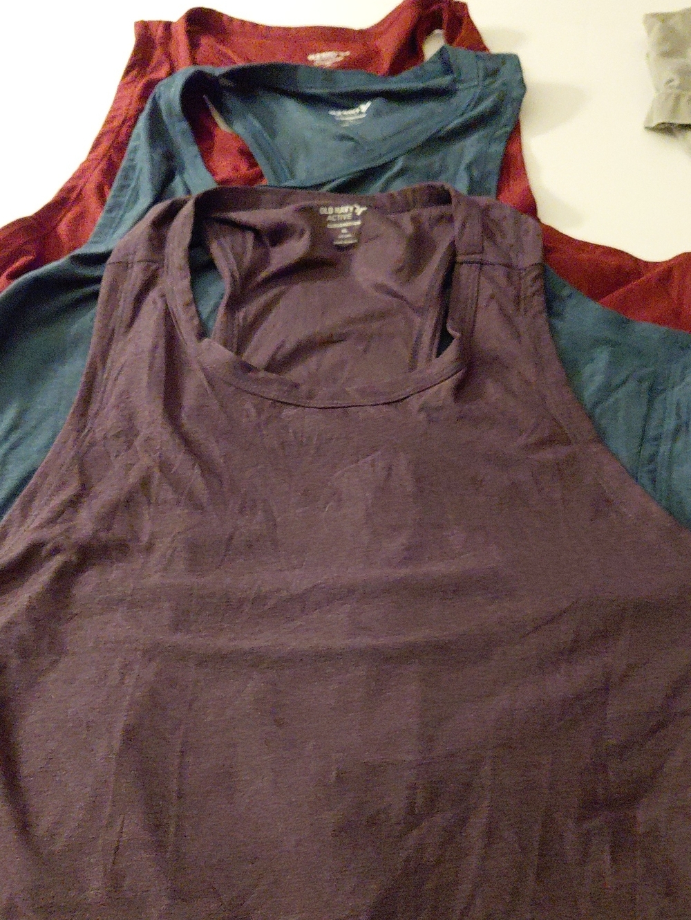 Old Navy Racer Back Tanks Three (3) Active XL Maroon Green grey